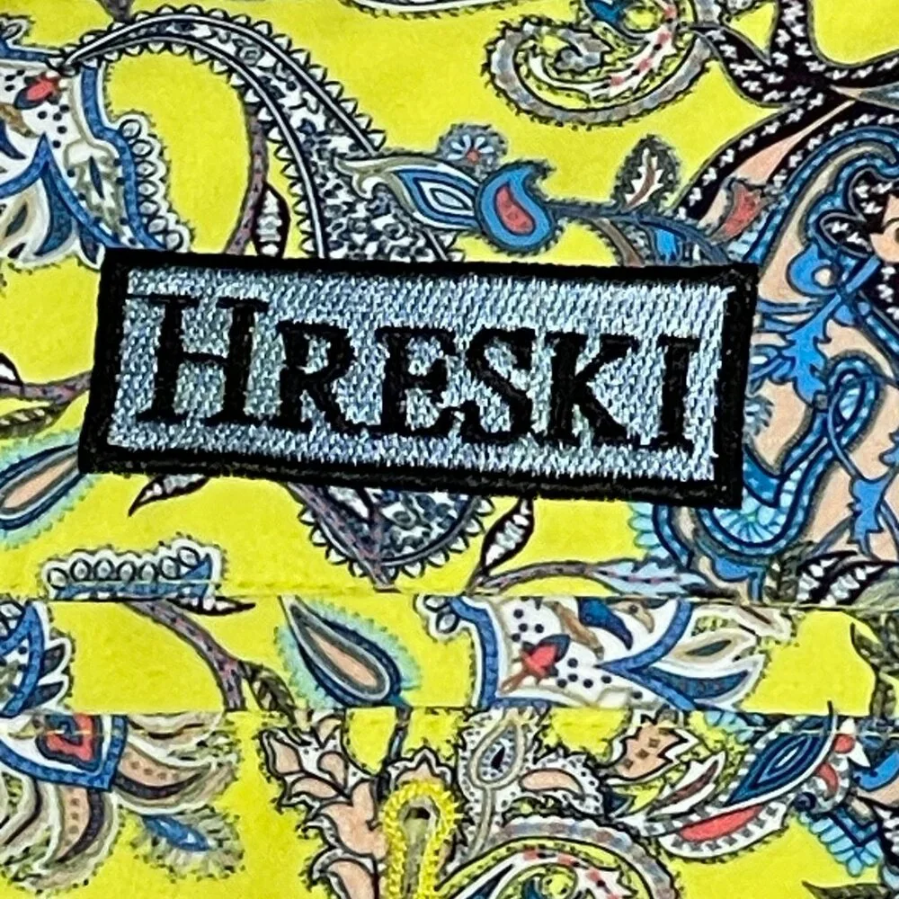 Hreski Mens Golf Shorts 40 Paisley Yellow Multi Color Loud Performance Stretch